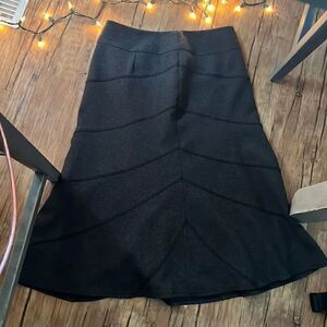 Size 4 Melanie Lyne Dark Grey Flared Motif MIDI Skirt